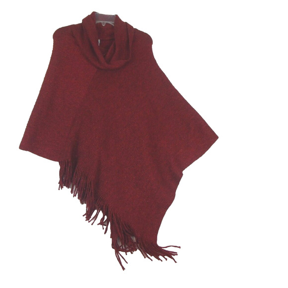 Chicos Shaw Womens OS Maroon Sweater Fringe Textured Knit Scarf Metallic Thread - Picture 12 of 12